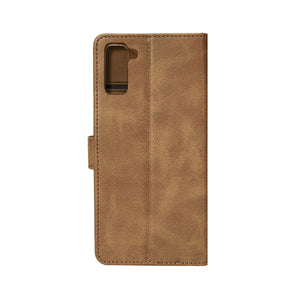 Rixus Boekenhoes Voor Samsung Galaxy S21 Lichtbruin