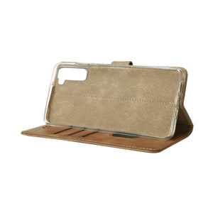 Rixus Boekenhoes Voor Samsung Galaxy S21 Lichtbruin