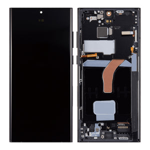 Samsung Galaxy S22 Ultra S908B Beeldscherm en Digitizer met Frame Grafiet, Rood, Hemelsblauw Service Pack