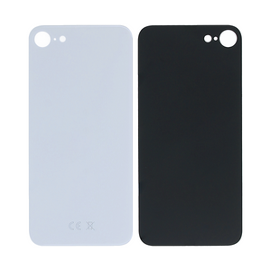 For Apple SE (2020, 2022) achterglas, vergroot cameraframe wit compatibel
