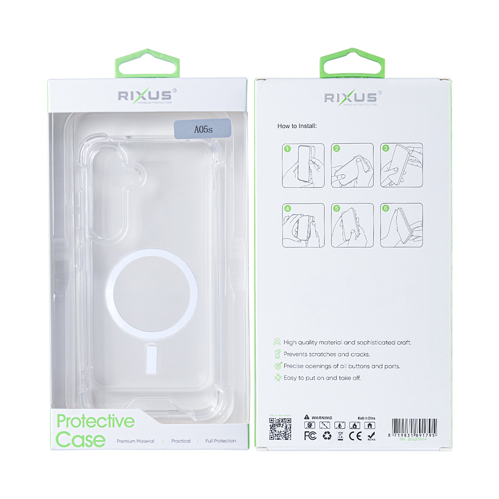 Rixus Anti-Burst Case With MagSafe Compatible For Samsung Galaxy A05s Transparent