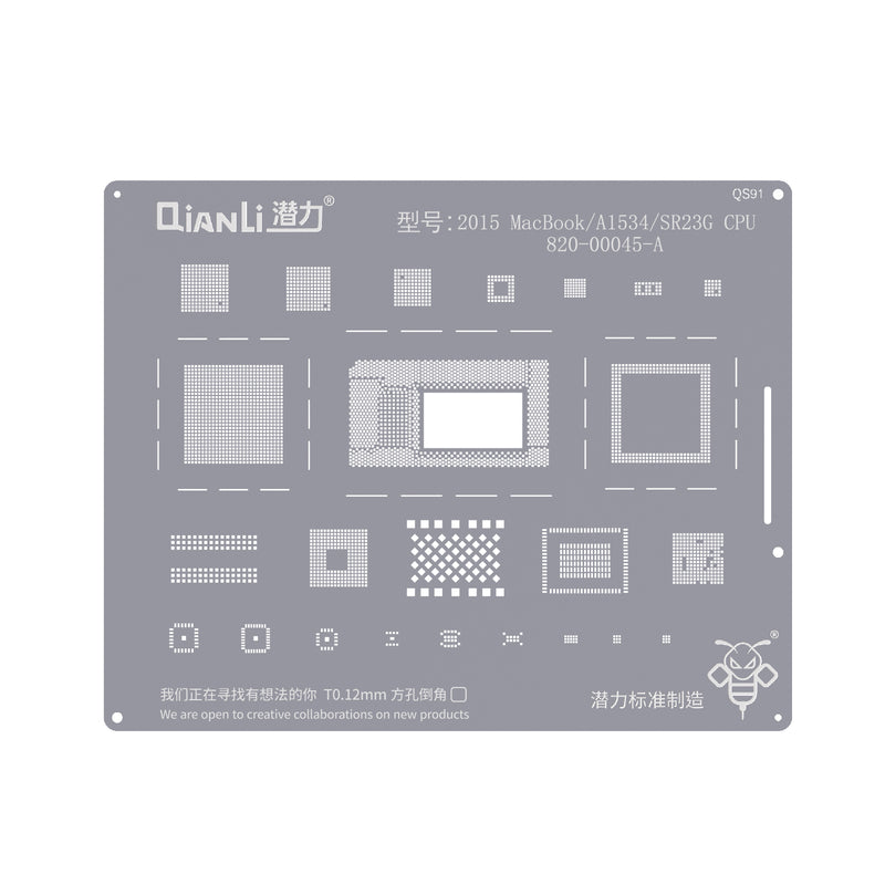 QIANLI Bumblebee Stencil QS91 For Apple MacBook (2015) A1534, SR23G, CPU 820-00045-A