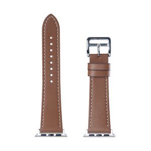 Dubbel gelaagde leren band For Apple 42 mm, 44 mm, 45 mm, 49 mm bruin