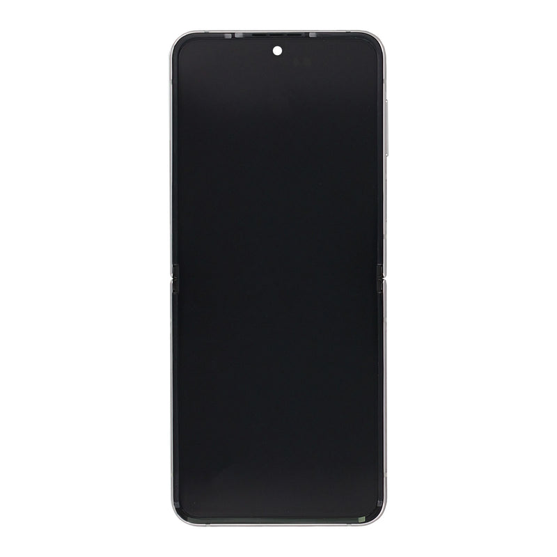 Samsung Galaxy Z Flip4 5G F721B Hoofdscherm en digitizer met frame wit servicepakket