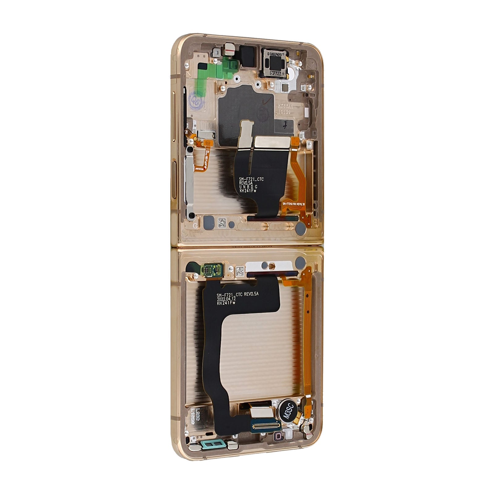 Samsung Galaxy Z Flip4 5G F721B Hoofdscherm en digitizer met frame Geel Service Pack