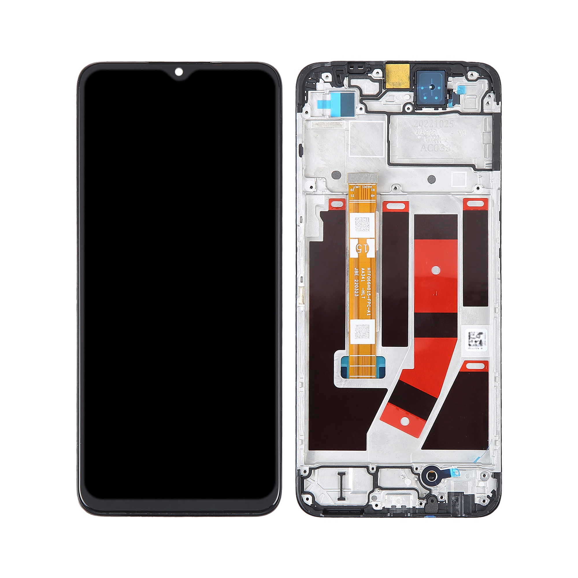 Oppo A77 4G, A57S, OnePlus Nord N20 SE Display en digitizer met frame zwart OEM