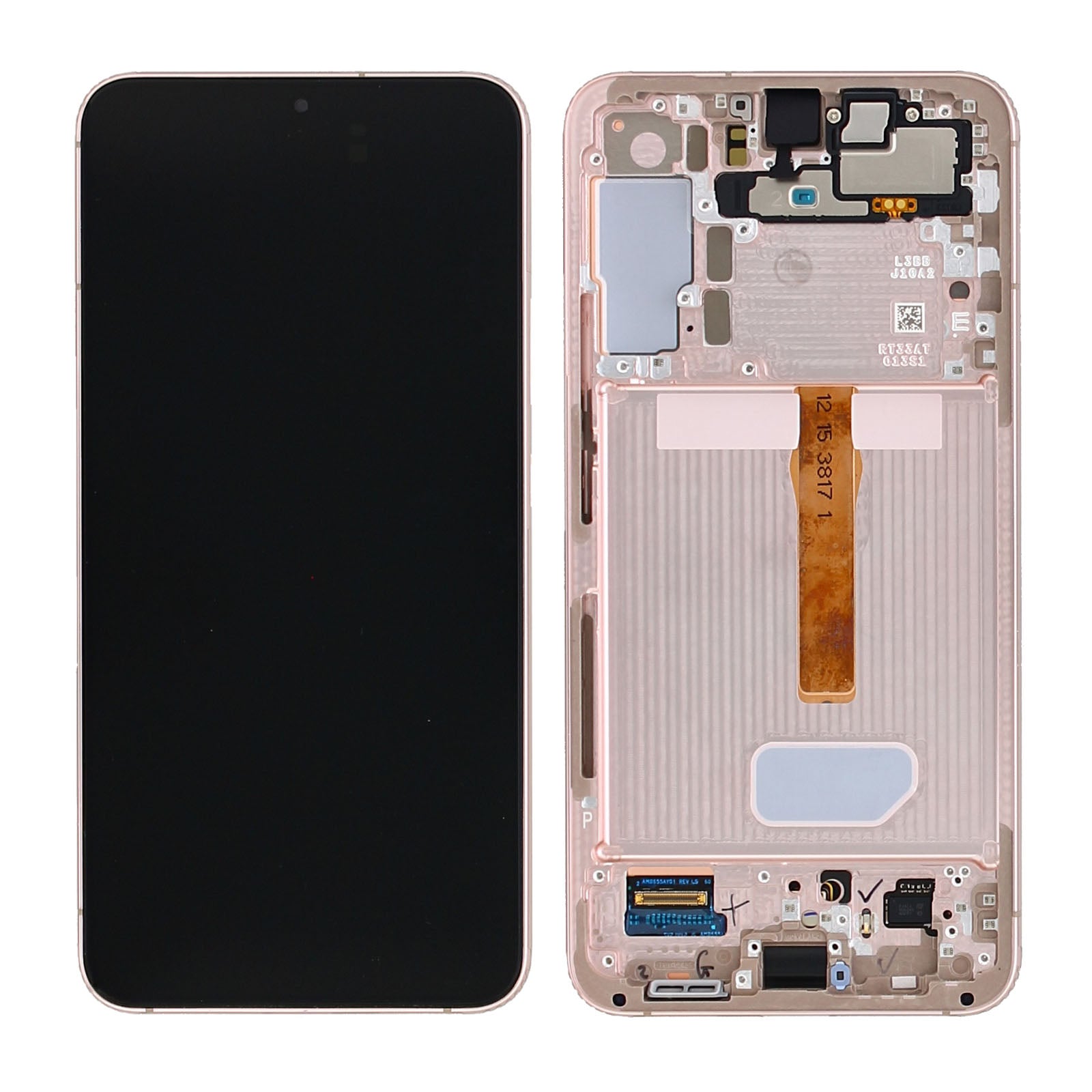 Samsung Galaxy S22 Plus S906B Beeldscherm en Digitizer met Frame Roze Goud Service Pack