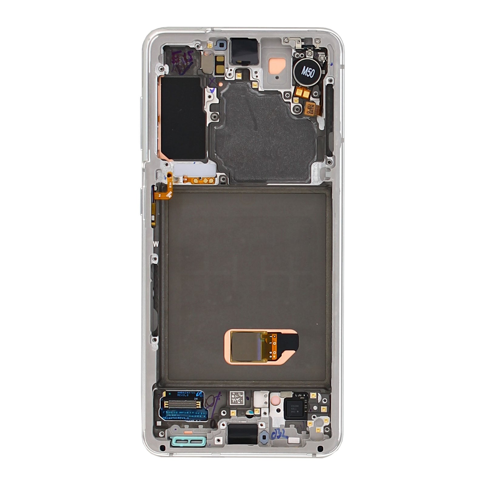 Samsung Galaxy S21 5G G991B Beeldscherm en Digitizer met Frame Fantoom Wit Service Pack