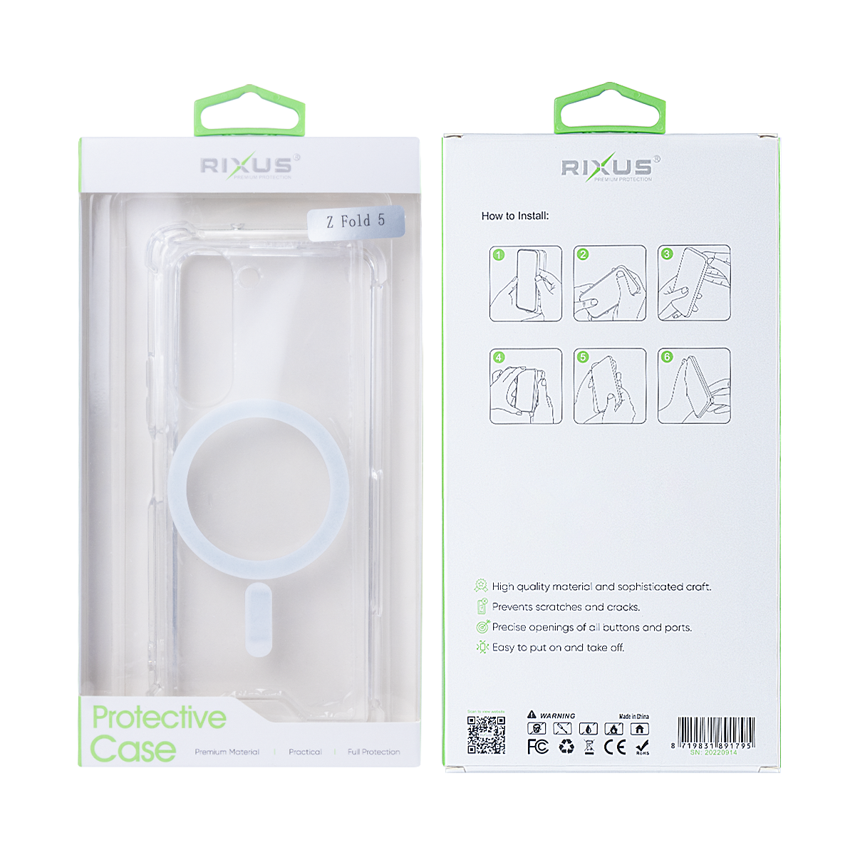 Rixus Magnetisch Transparant Hoesje TPU Voor Samsung Galaxy Z Fold5 Wit