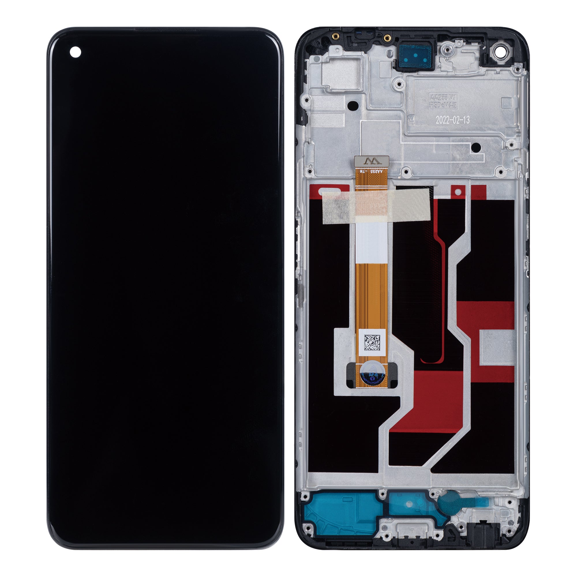 Oppo A96-scherm en digitizer met frame Starry Black OEM