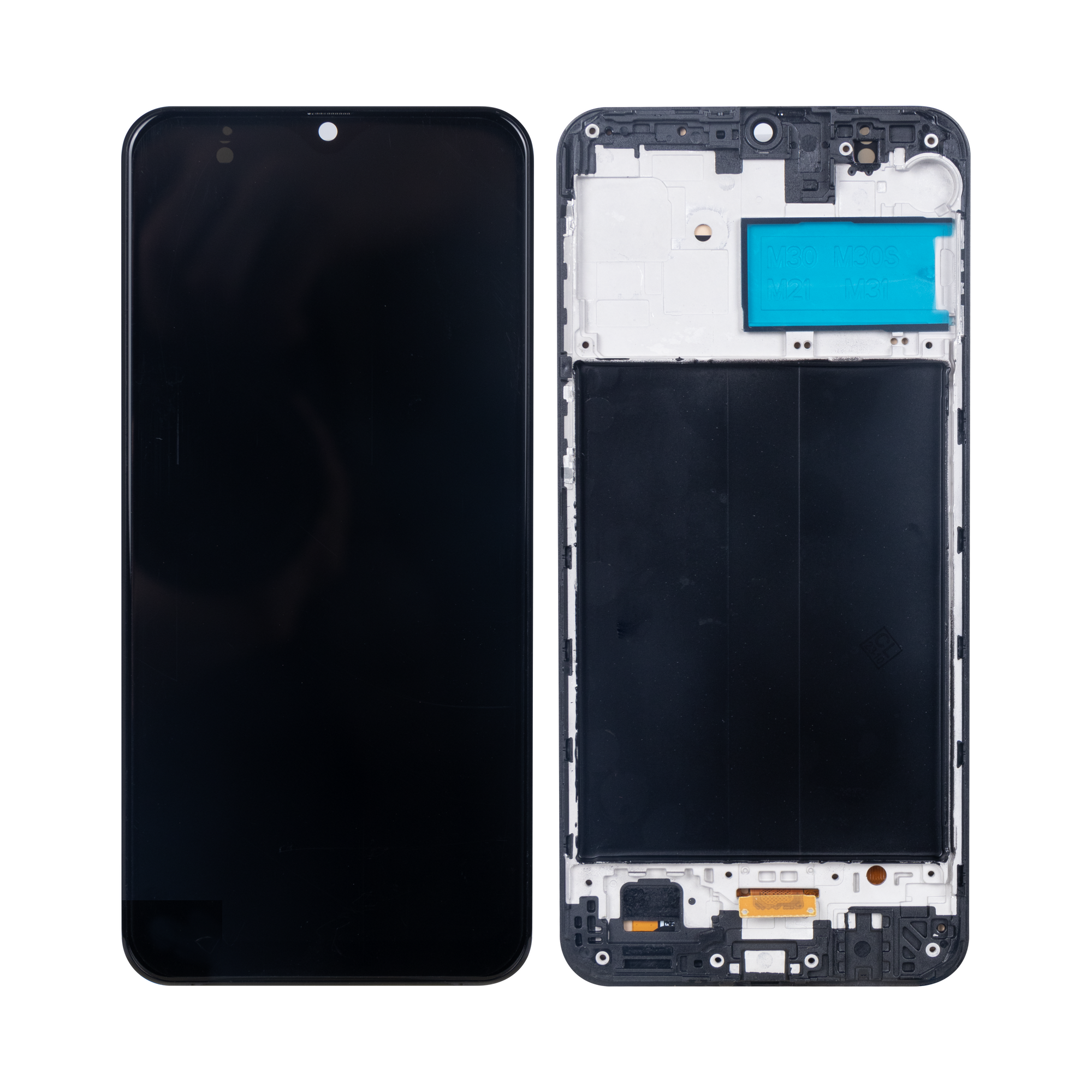 Samsung Galaxy M30 M305F, M30s M307F, M21 M215F, M31 M315F Display en digitizer met frame Zwart Soft-OLED