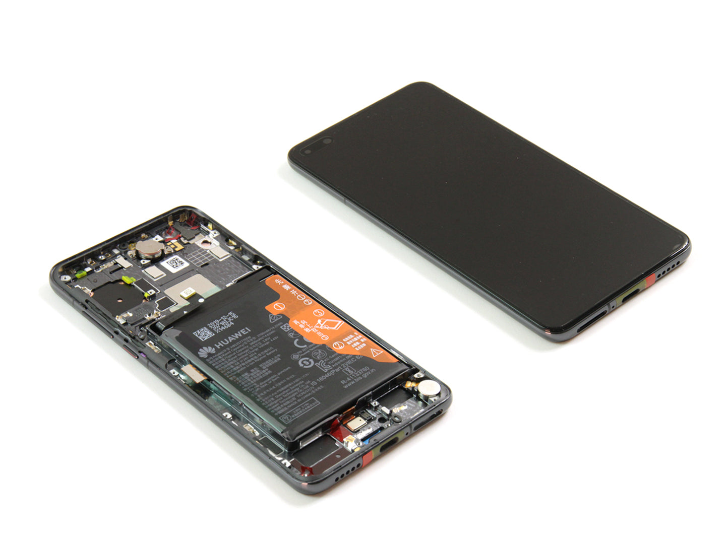Huawei P40-scherm en digitizer met frame, zwart servicepakket