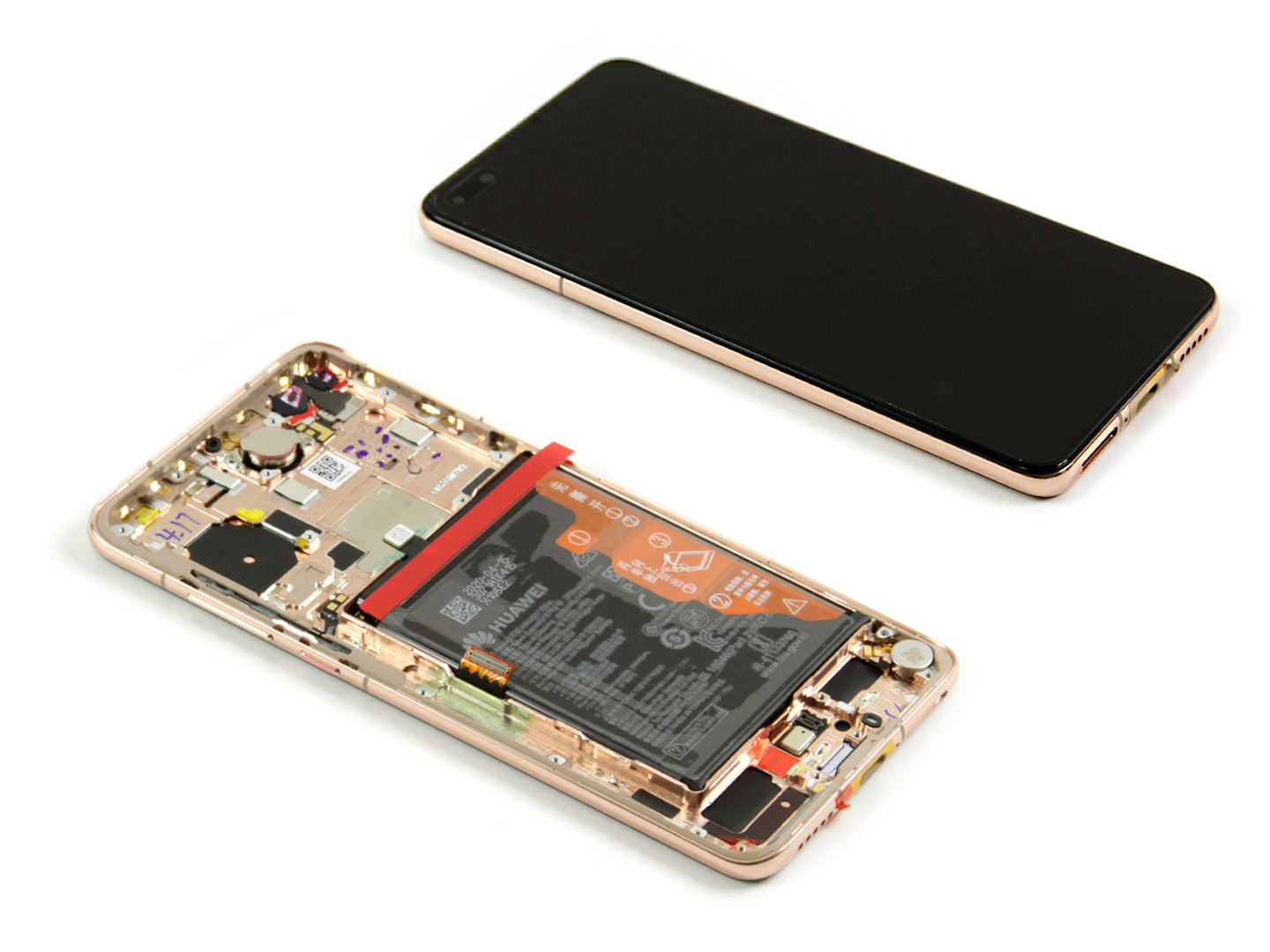 Huawei P40-scherm en digitizer met frame Blush Gold-servicepakket