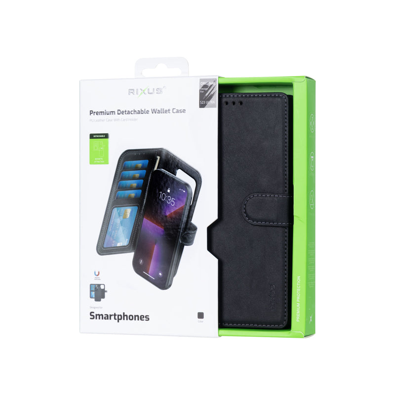 Rixus Duo Magnetische Afneembare Portemonnee Voor Samsung Galaxy S23 Ultra Zwart