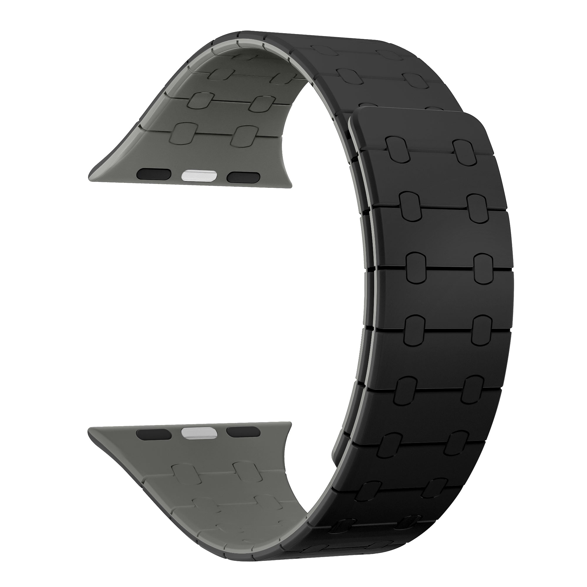 Rixus magnetisch siliconen bandje For Apple Watch 42mm, 44mm, 45mm, 49mm zwart en grijs