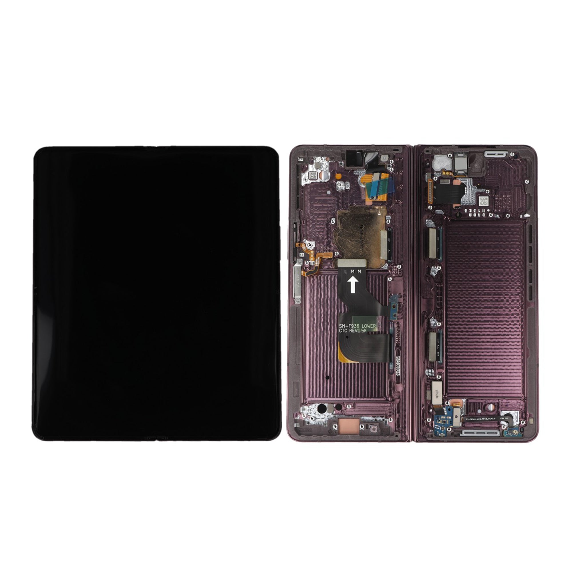 Samsung Galaxy Z Fold4 5G F936B Hoofdscherm en digitizer met frame Burgundy Service Pack