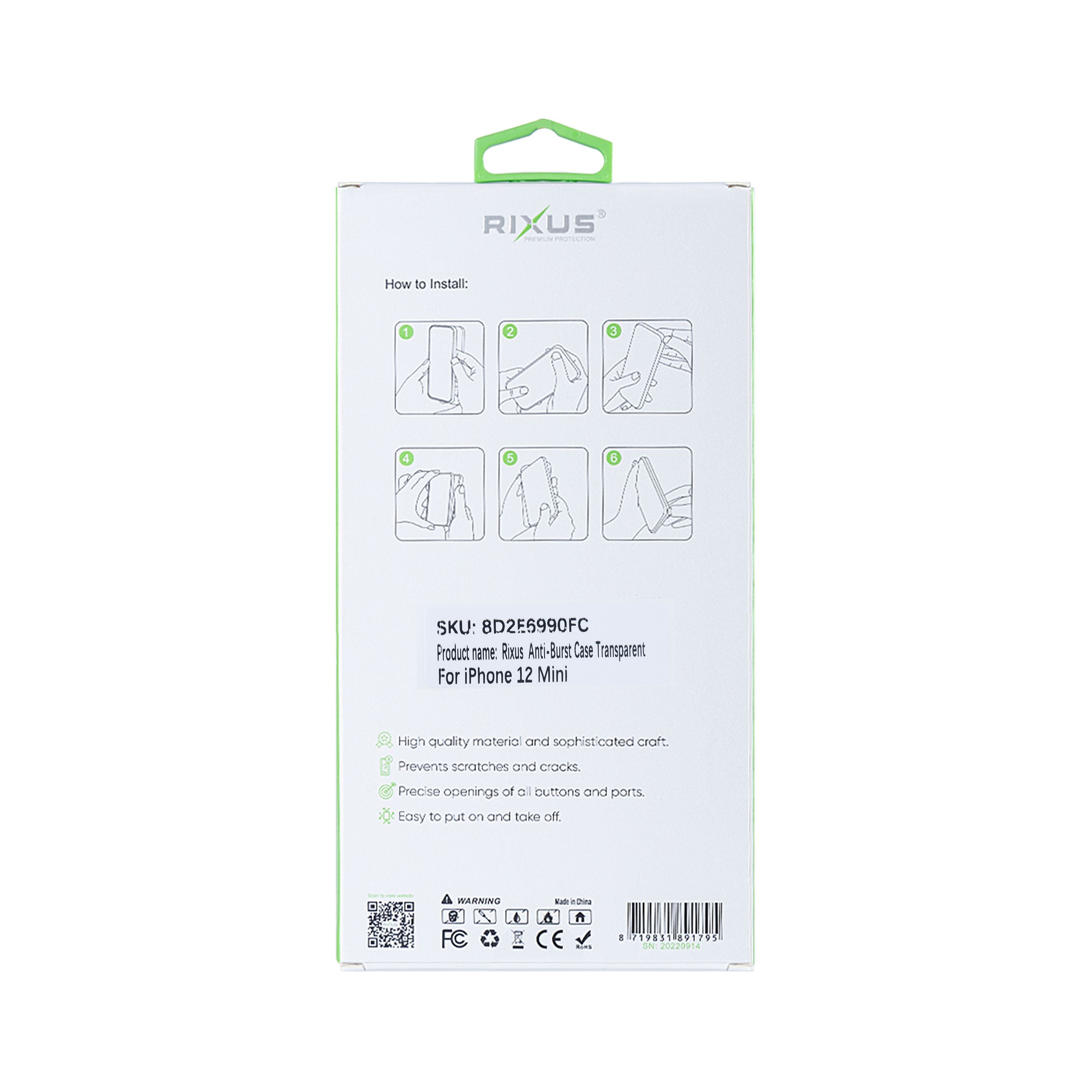 Rixus Anti-Barst Hoesje For Apple iPhone 12 Mini Transparant