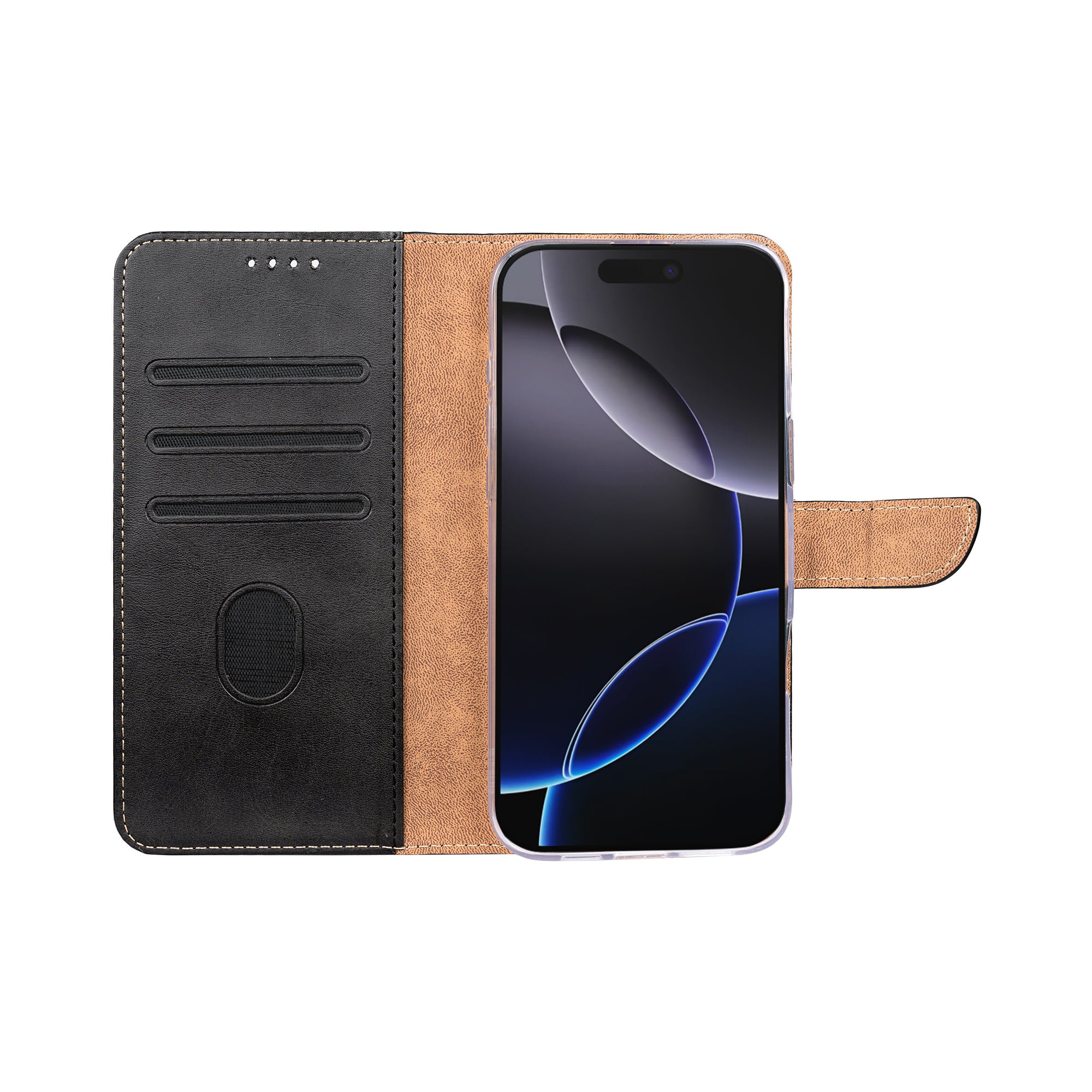 Rixus Bookcase For Apple iPhone 17 Pro Max Zwart