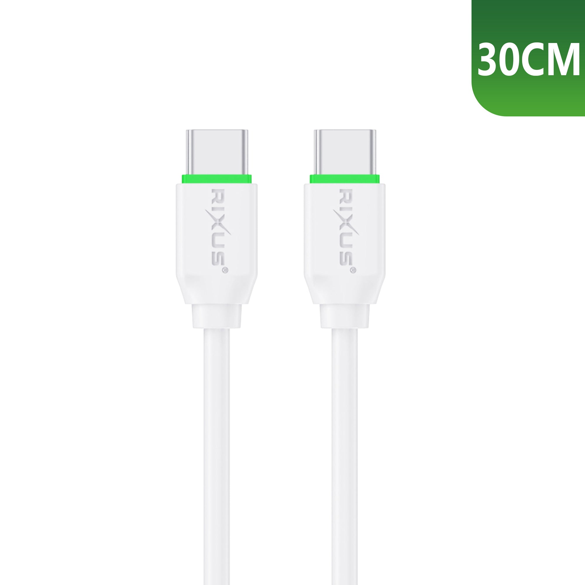 Rixus RXUC13C Snellaadkabel USB-C Naar USB-C 30cm Wit