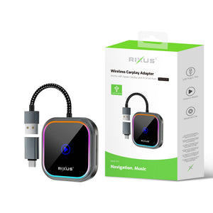Rixus RXCP05 draadloze Carplay-adapter metallic grijs