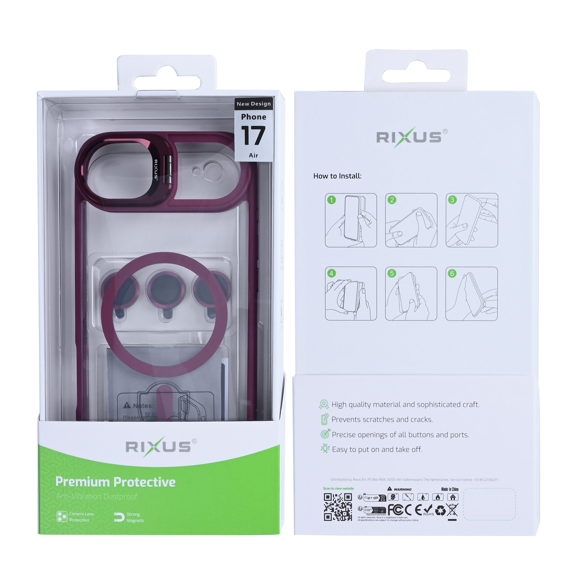 Rixus Classic 03 Hoesje Met MagSafe For Apple iPhone 17 Air Donker Roze