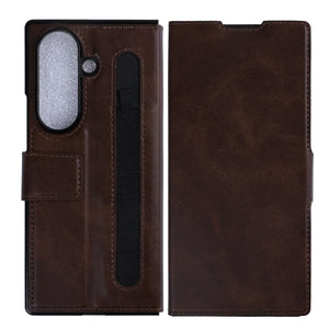 Rixus Portemonnee Hoesje Met Penhouder Voor Samsung Galaxy Z Fold 7 Bruin