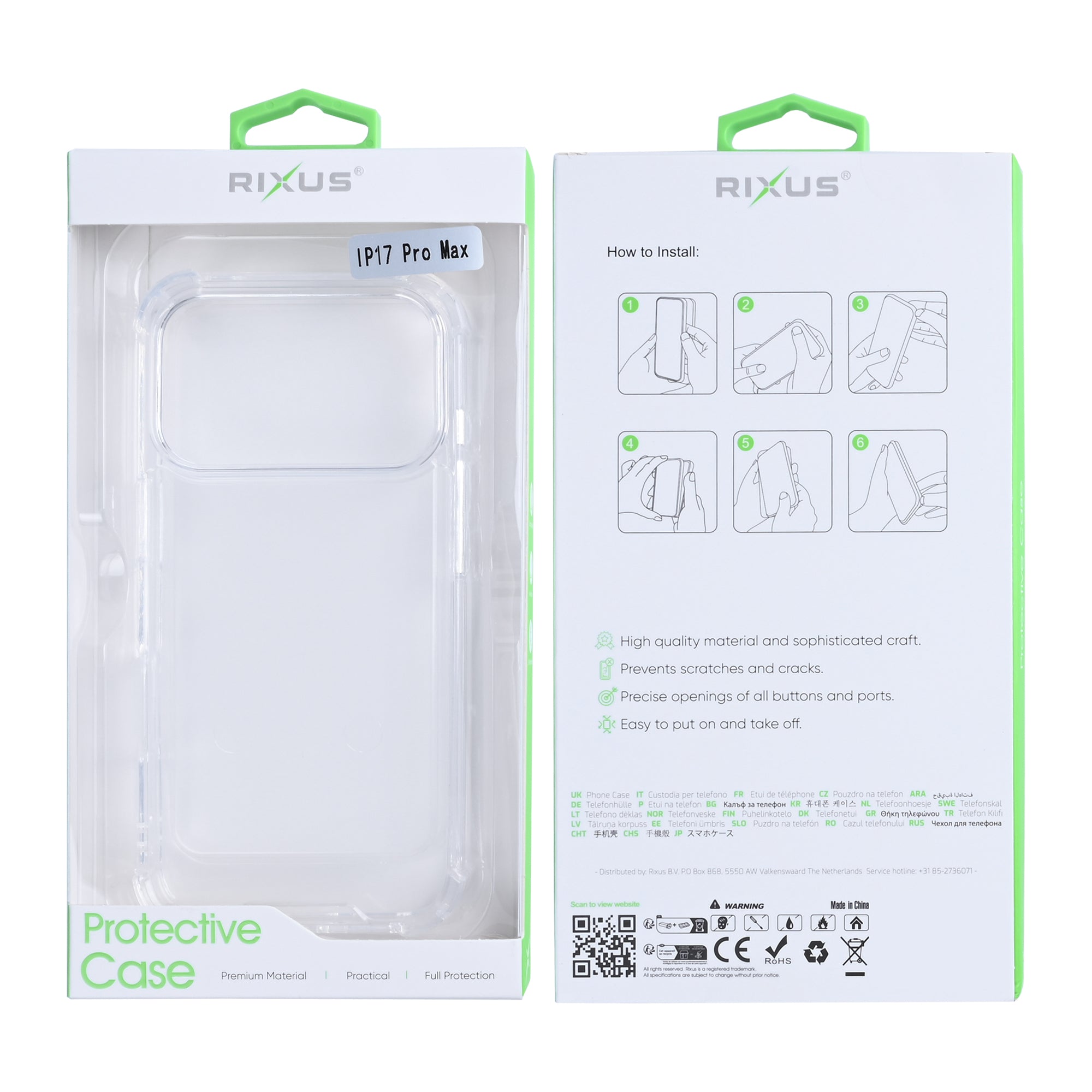 Rixus Anti-Barst Case For Apple iPhone 17 Pro Max Transparant