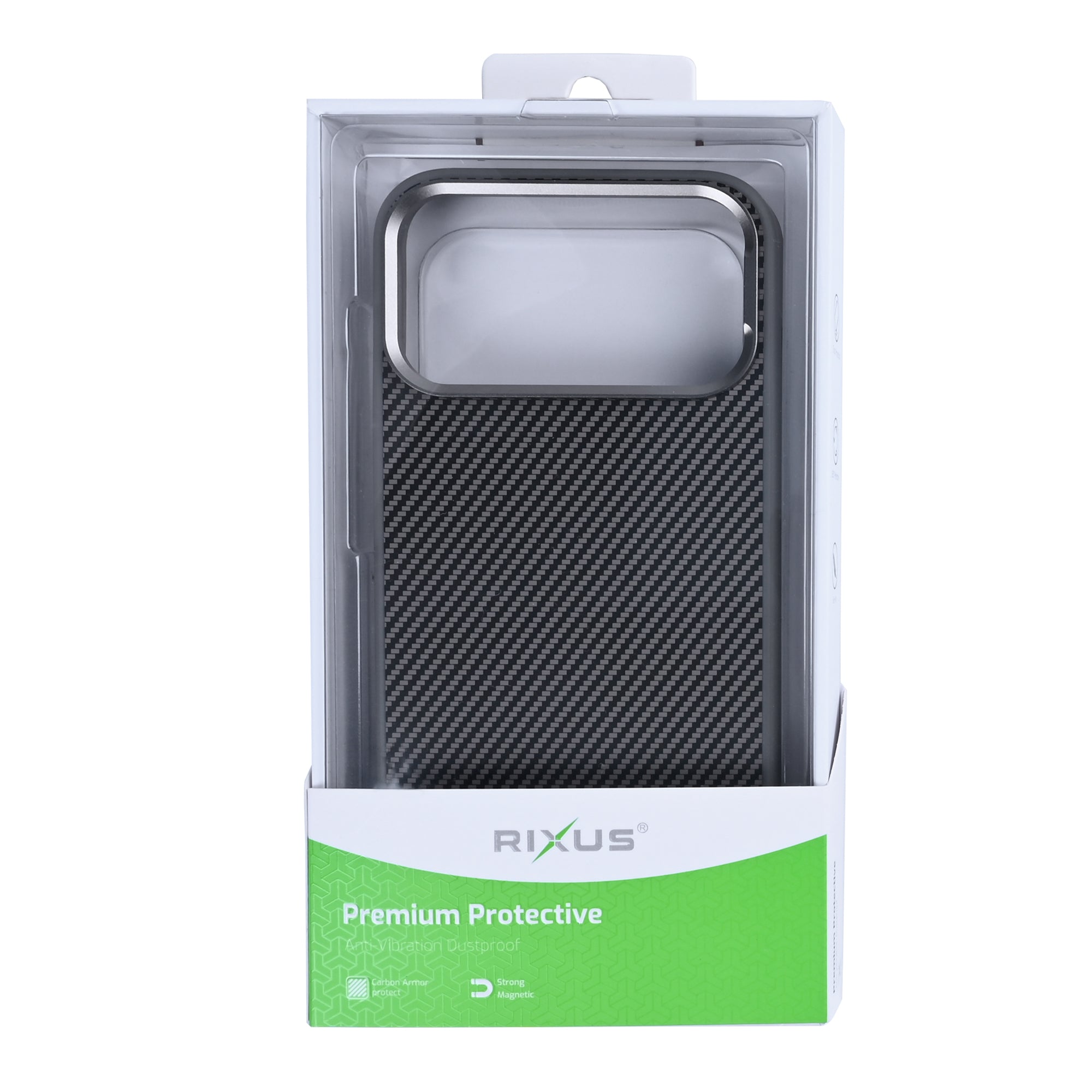 Rixus Mag Carbon Met MagSafe For Apple iPhone 17 Pro Max Titaangrijs