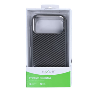 Rixus Mag Carbon Met MagSafe For Apple iPhone 17 Pro Max Titaangrijs