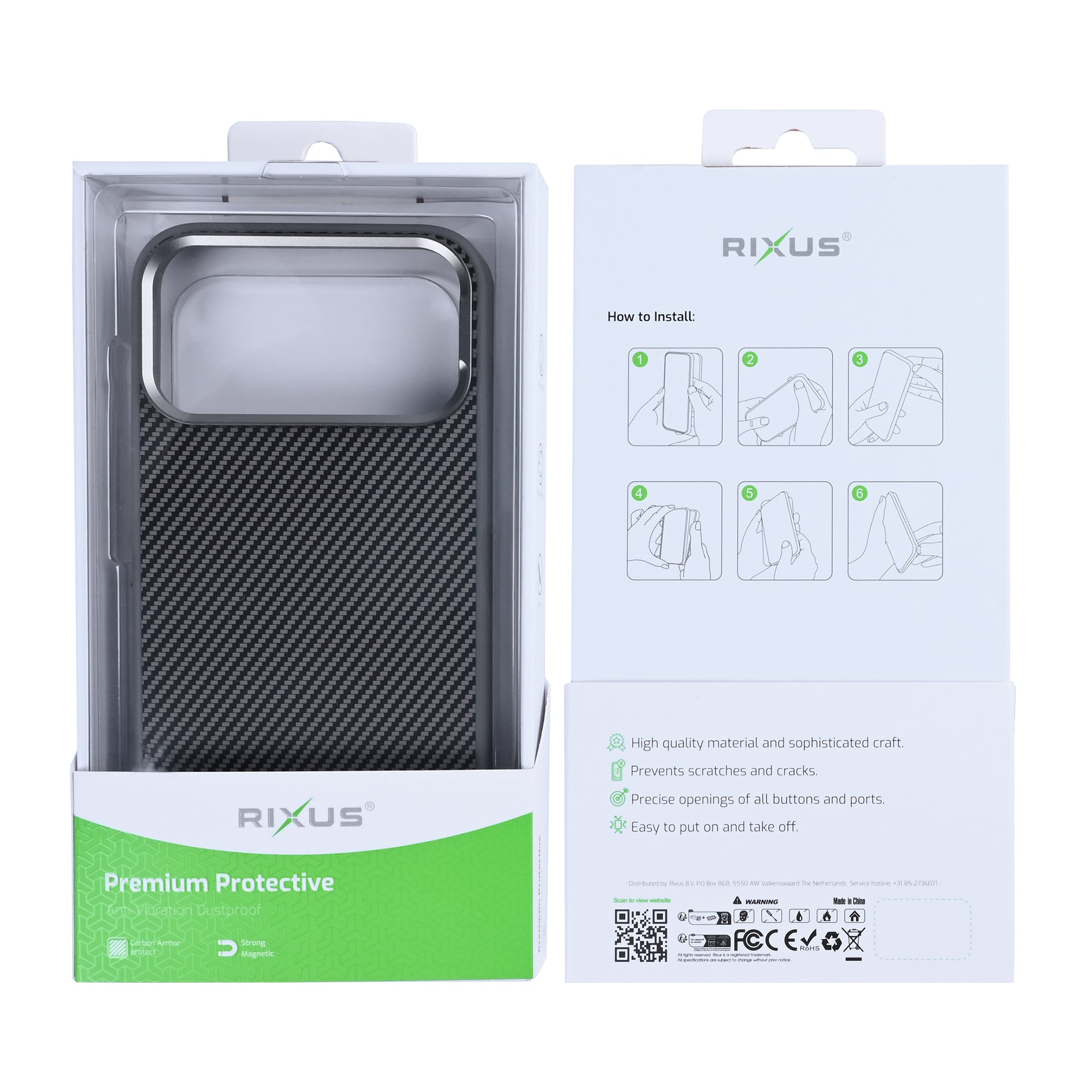 Rixus Mag Carbon Met MagSafe For Apple iPhone 17 Pro Max Titaangrijs