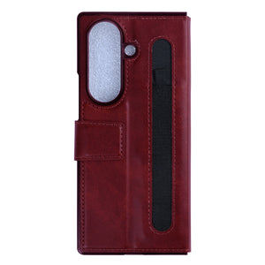 Rixus Portemonnee Hoesje Met Penhouder Voor Samsung Galaxy Z Fold 7 Rood