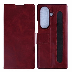 Rixus Portemonnee Hoesje Met Penhouder Voor Samsung Galaxy Z Fold 7 Rood
