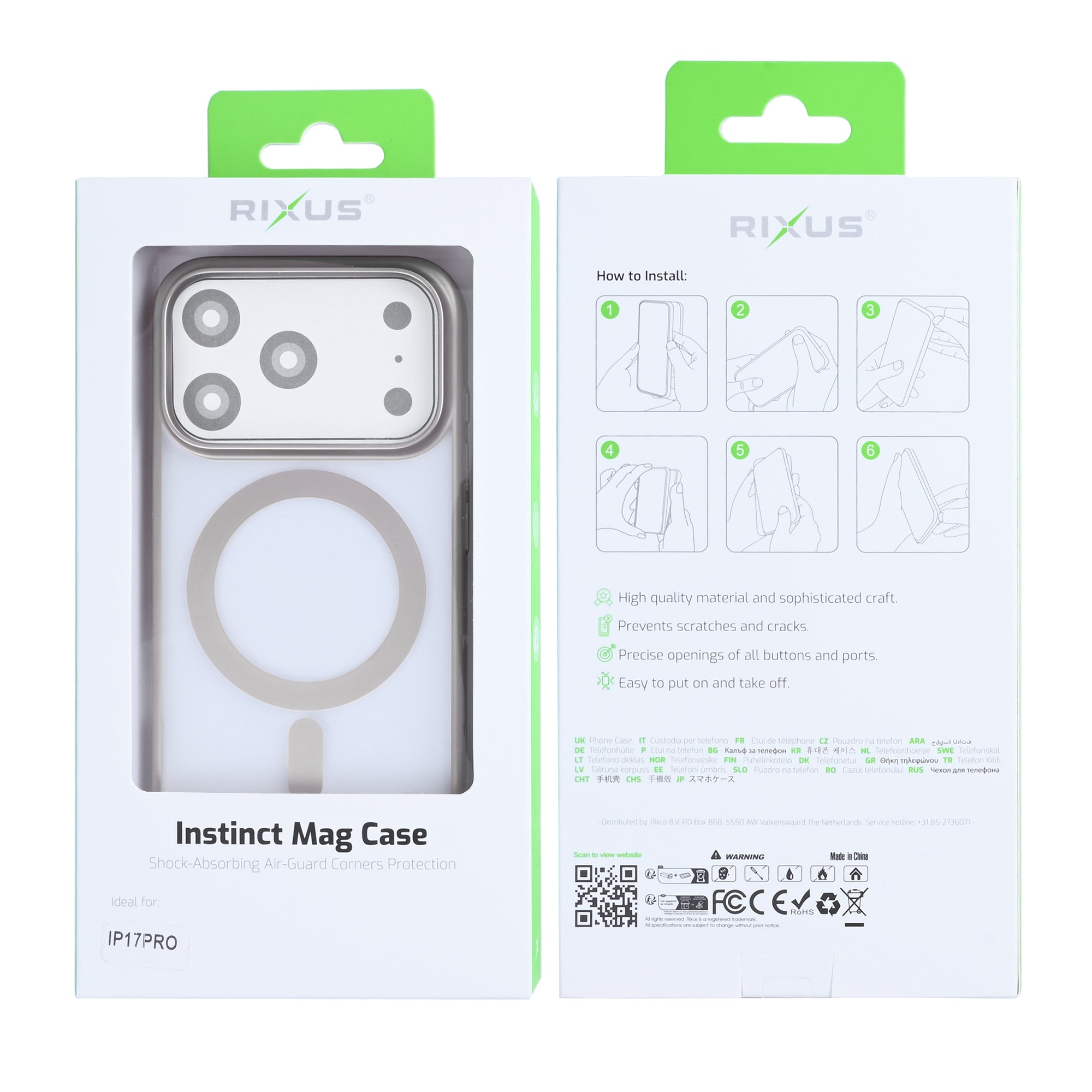 Rixus Instinct Mag Case For Apple iPhone 17 Pro Titanium Grijs