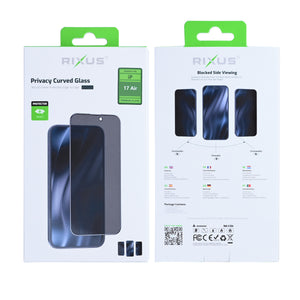 Rixus Privacy Volledig Gebogen Rand Tempered Glass For Apple iPhone 17 Air