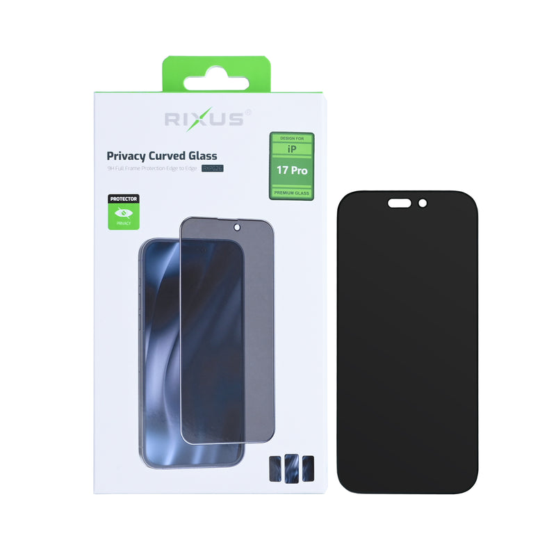 Rixus Privacy Volledig Gebogen Rand Tempered Glass For Apple iPhone 17 Pro