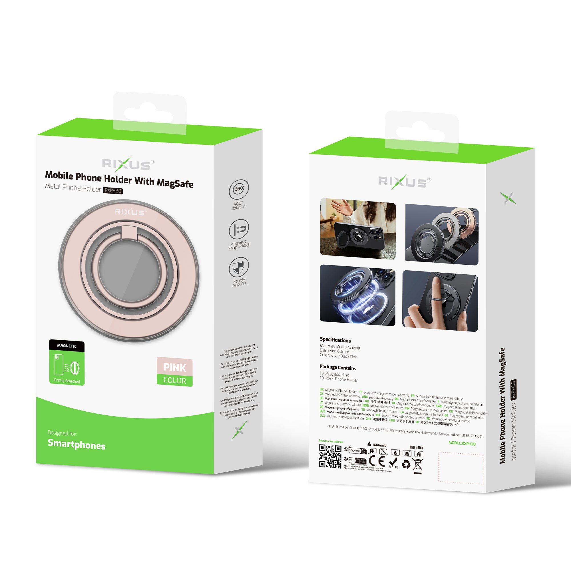 Rixus RXPH30G MagGo magnetische ringhouder titanium goud