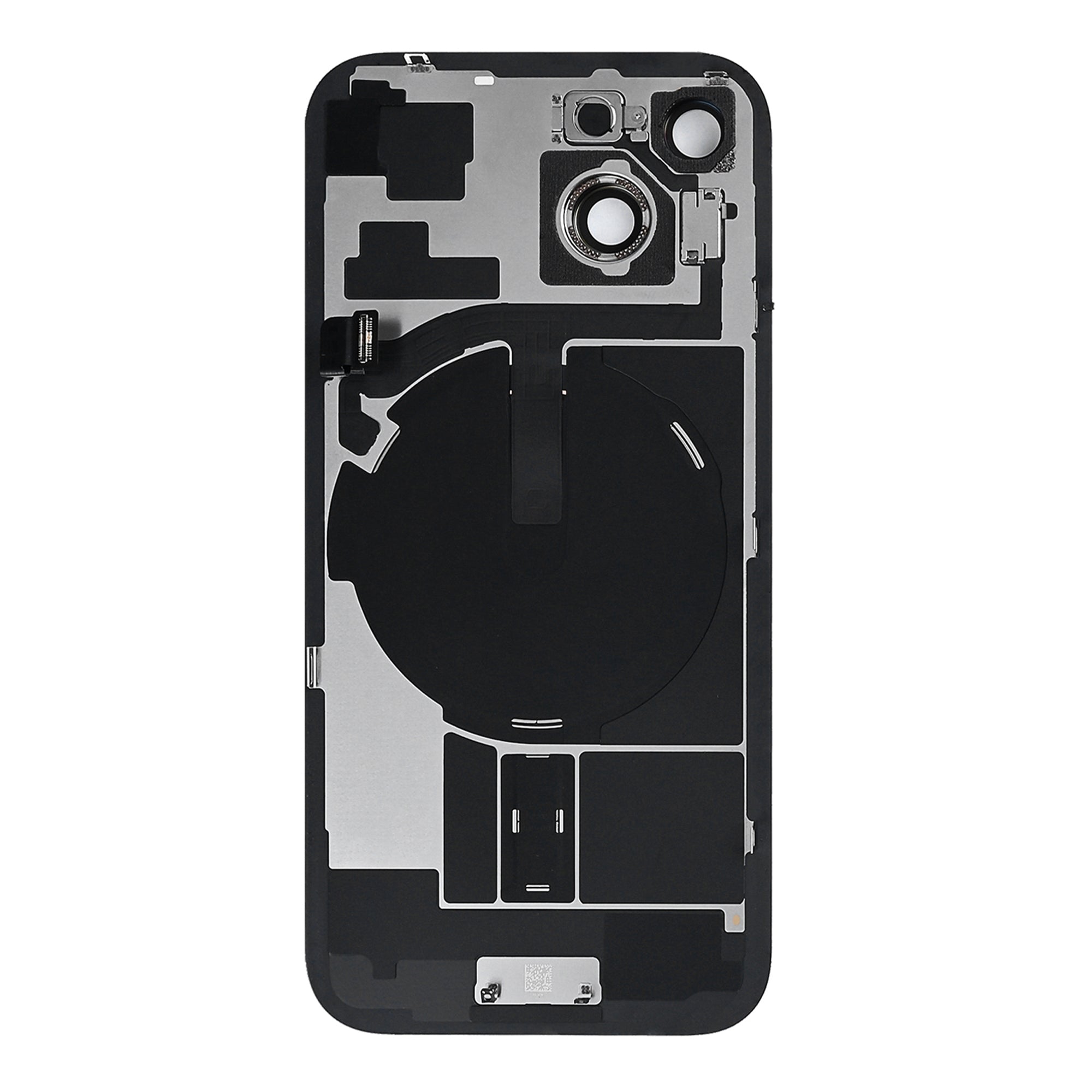 For Apple 15 achterglas met NFC, vergroot cameraframe zwart getrokken