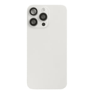 For Apple 15 Pro achterglas met NFC, vergroot cameraframe wit titanium getrokken