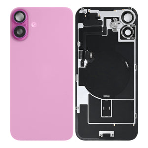 For Apple 16 Plus achterglas met NFC, vergroot cameraframe roze getrokken