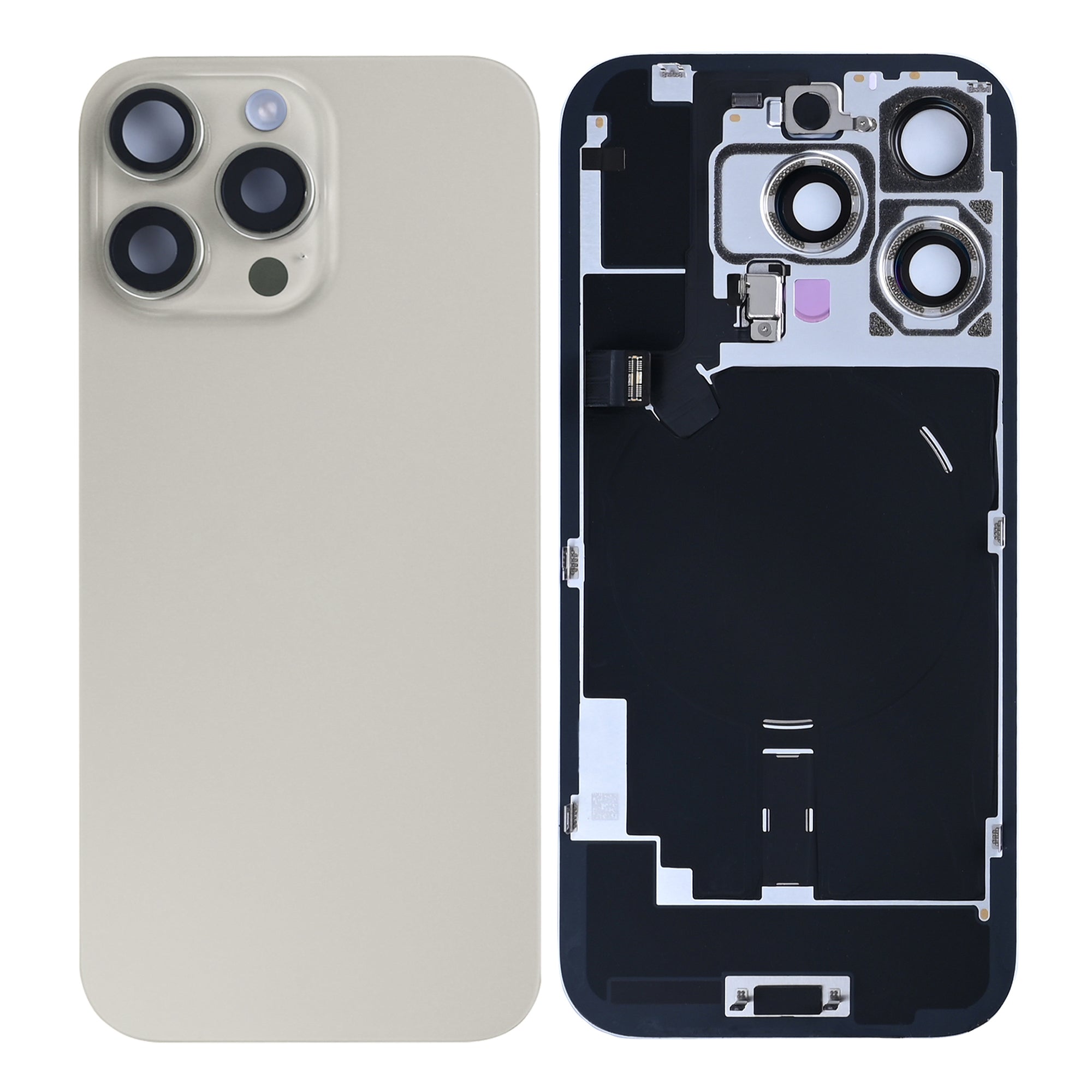 For Apple 16 Pro achterglas met NFC, vergroot cameraframe van natuurlijk titanium