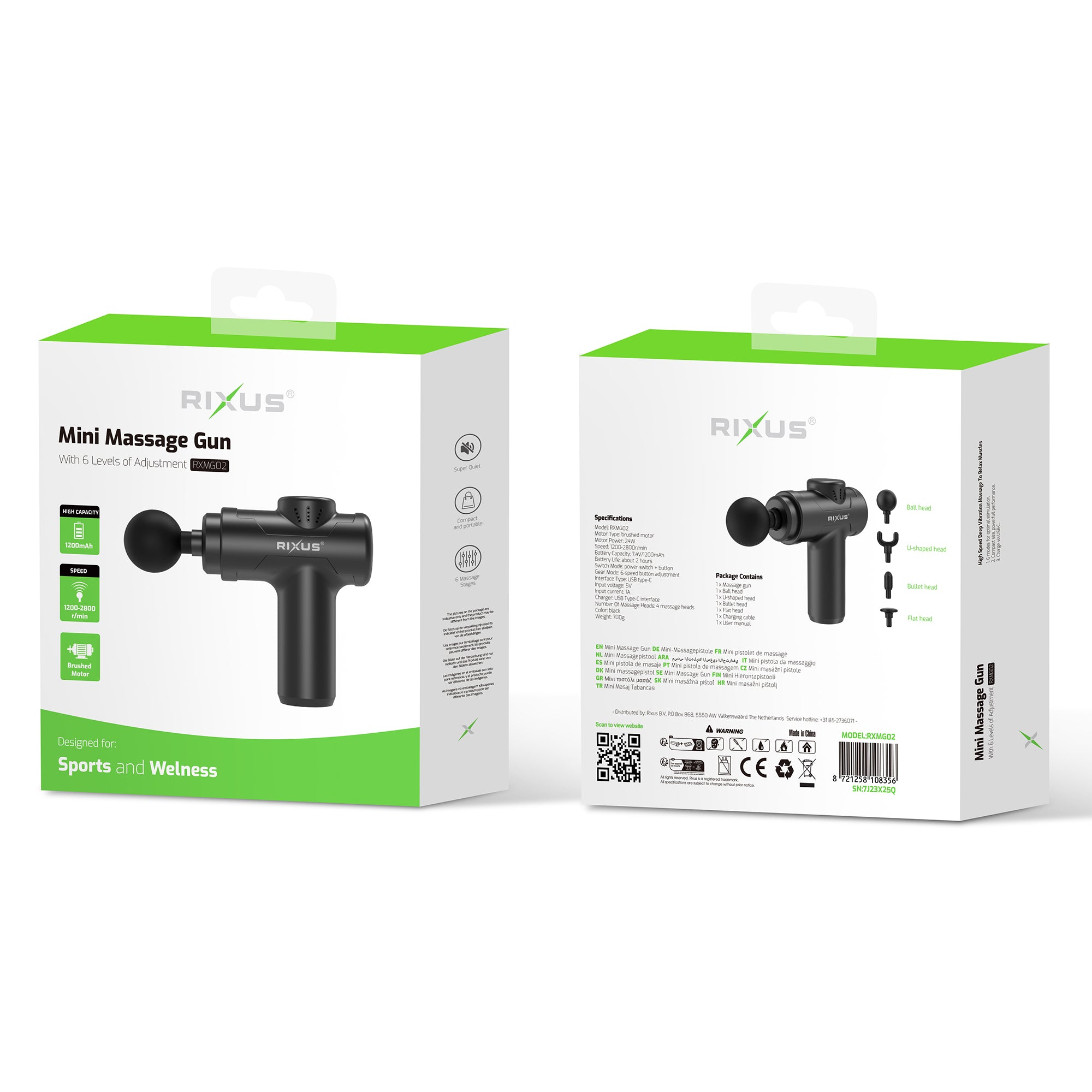 Rixus RXMG02 Massagegun Zwart