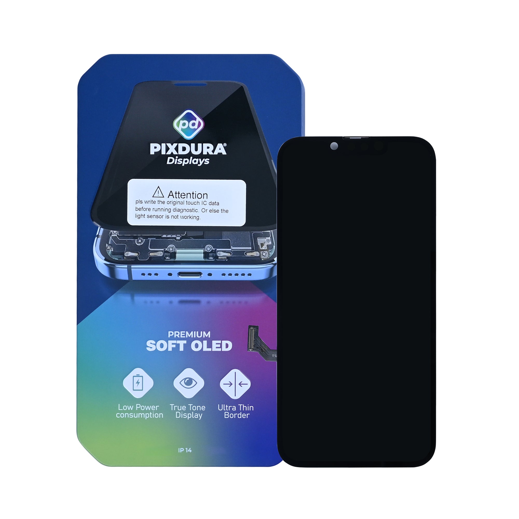 PIXDURA For Apple 14 Display en digitizer Soft-OLED diagnostiek uitvoeren) (60 Hz)