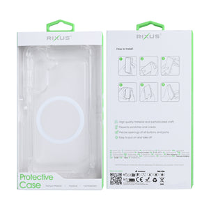 Rixus Anti-Burst Case With MagSafe Compatible For Samsung Galaxy S25 FE Transparent