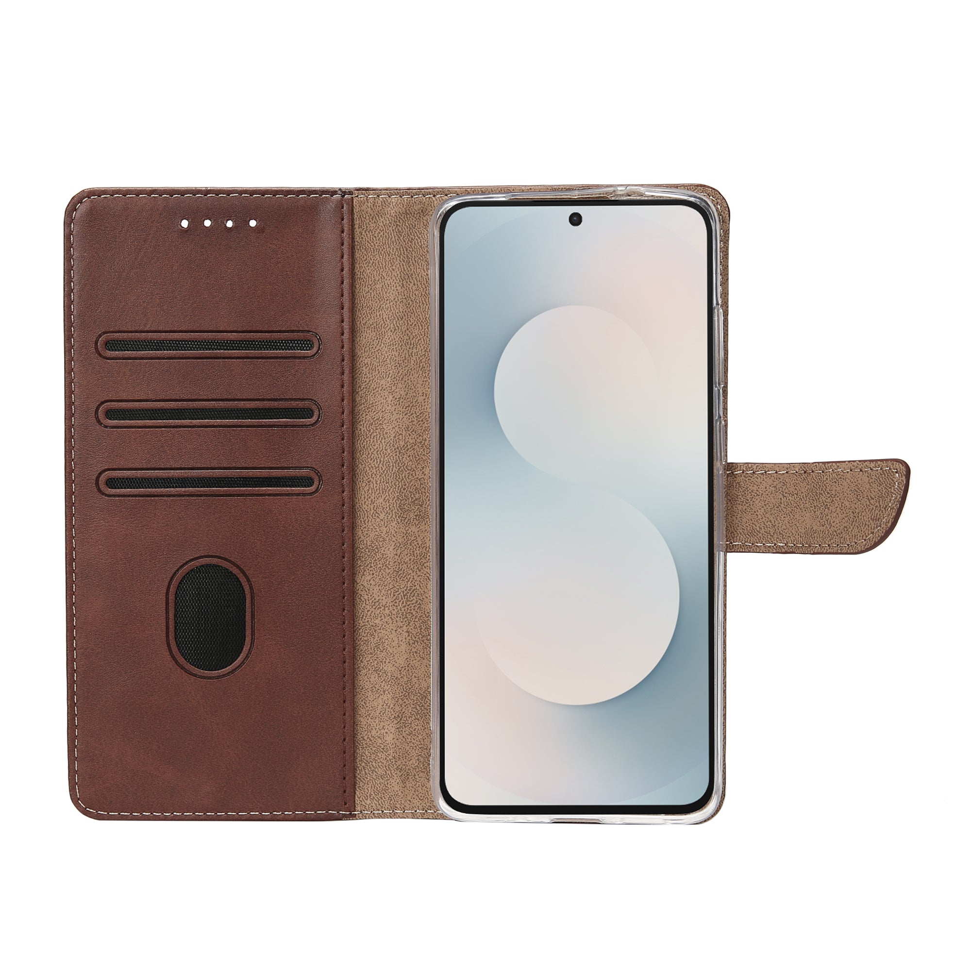 Rixus Boekenhoes Voor Samsung Galaxy S25 FE Bruin