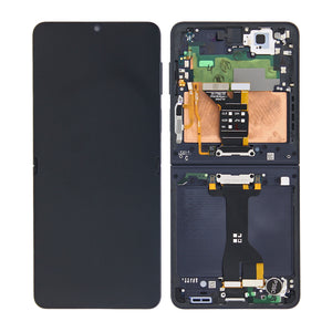 Samsung Galaxy Z Flip7 F766B Hoofdscherm en digitizer met frame Jet Black Service Pack