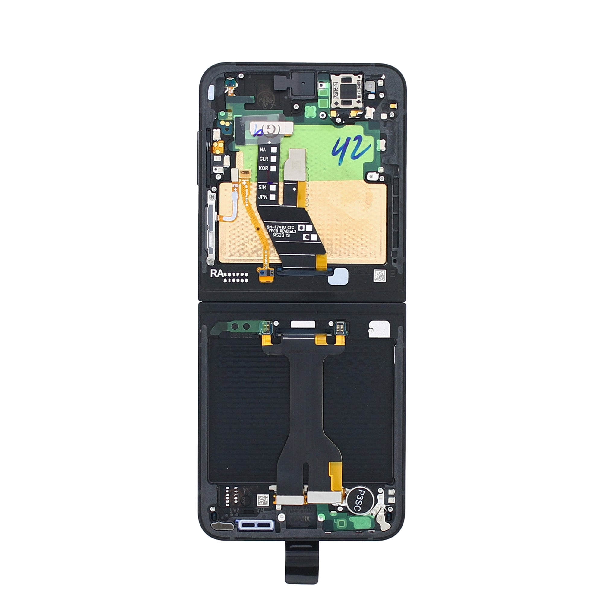 Samsung Galaxy Z Flip7 FE F761B Hoofdscherm en digitizer met frame zwart servicepakket