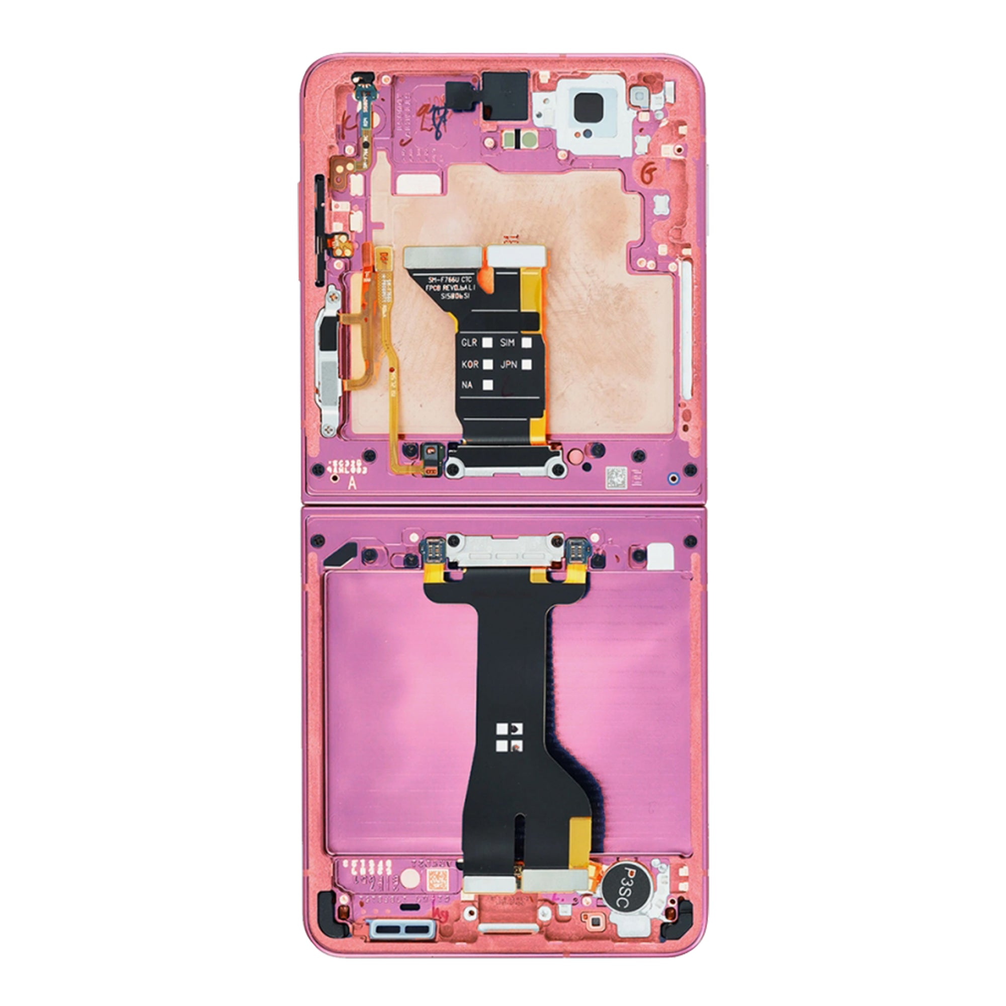 Samsung Galaxy Z Flip7 F766B Hoofdscherm en digitizer met frame koraalrood servicepakket