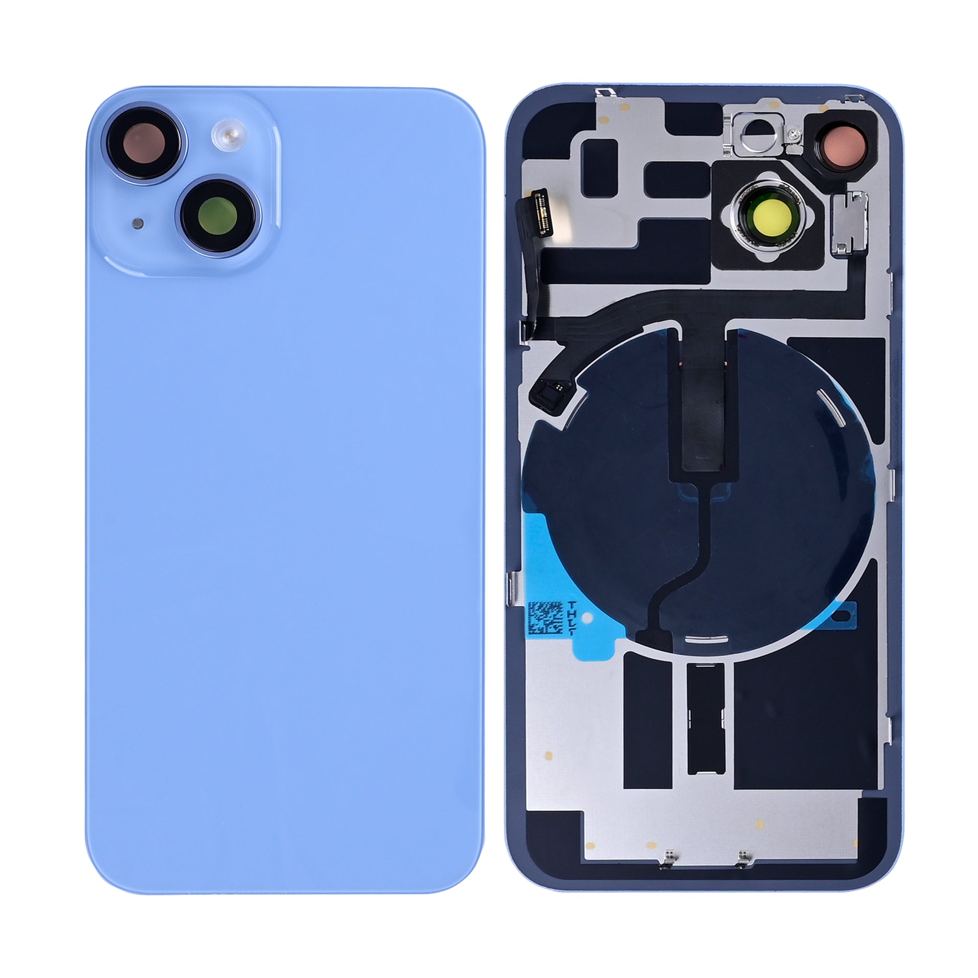 For Apple 14 achterglas met NFC, vergroot camerahuis blauw compatibel