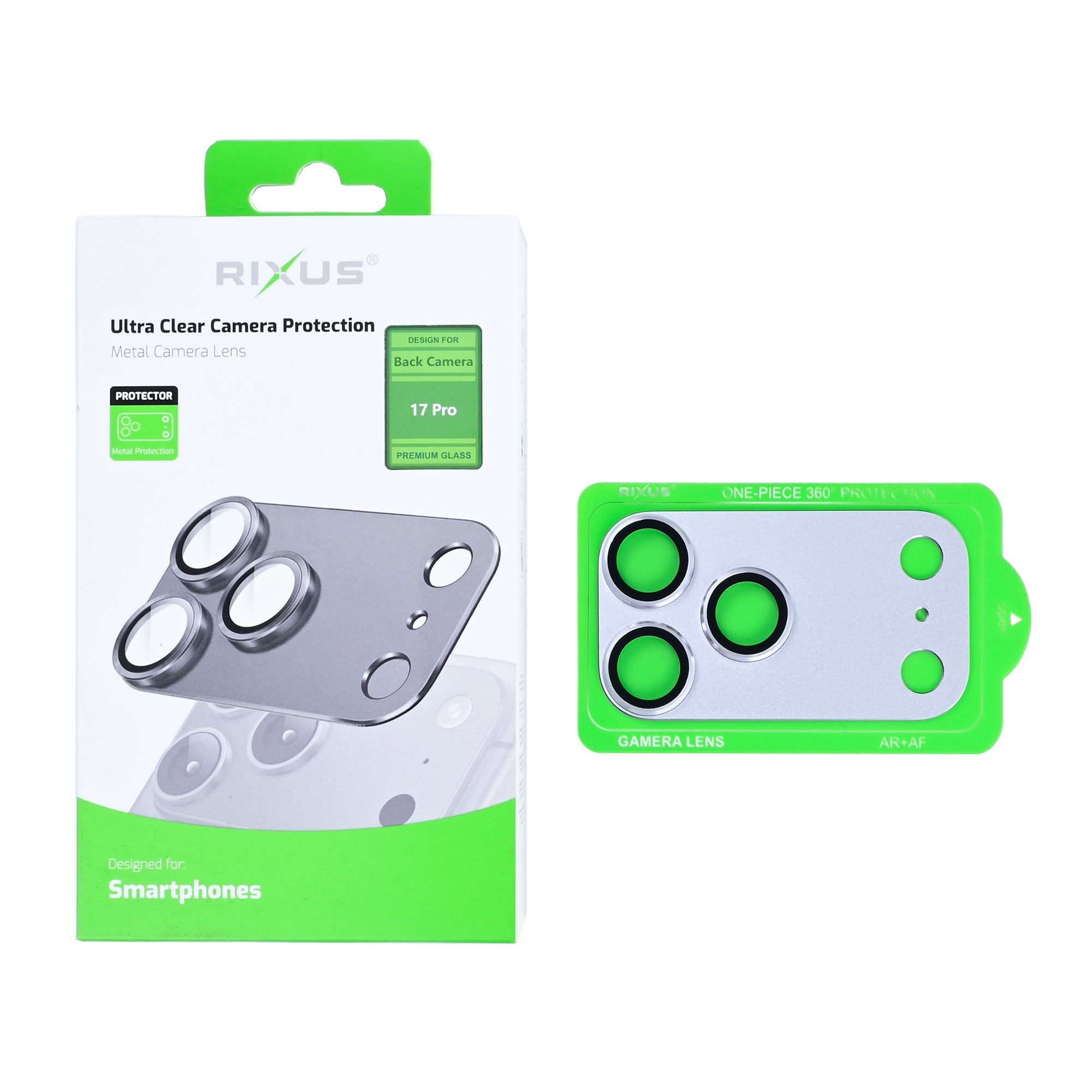 Rixus Ultra Clear camerabescherming For Apple 17 Pro Zilver