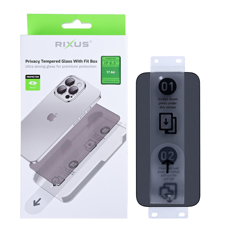 Rixus Privacy Tempered Glass With Fit Box For Apple iPhone 17 Air